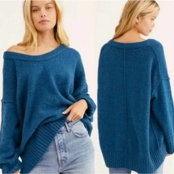 Free People Brookside Sweater Tunic in Blue